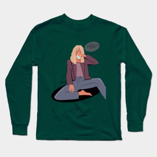 I Don’t Need Inspirational Quote, I Need Coffee – Short Hair Girl with Coffee Mug Long Sleeve T-Shirt